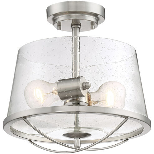 Darby 2 Light 12 inch Satin Platinum Semi-Flush Ceiling Light