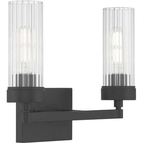Lida 2 Light 14 inch Matte Black with Clear Vanity Light Wall Light