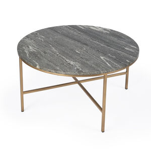 Grafton Marble Round Coffee Table in Gold,Gray