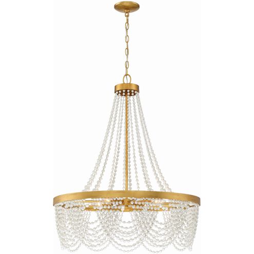 Fiona 4 Light 27 inch Antique Gold Chandelier Ceiling Light in White Glass Beads