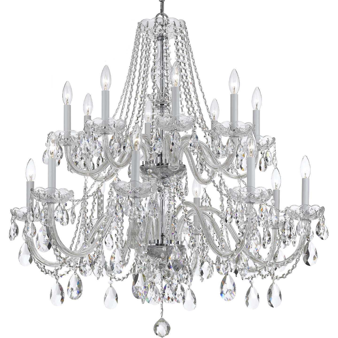 Traditional Crystal 16 Light 37 inch Polished Chrome Chandelier Ceiling Light in Clear Hand Cut