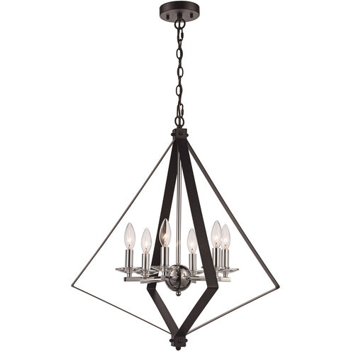Glacier 6 Light 24 inch Black and Polished Chrome Pendant Ceiling Light