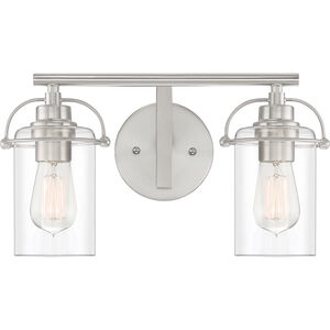 Emerson 2 Light 16 inch Brushed Nickel Vanity Light Wall Light