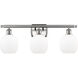 Ballston Belfast 3 Light 26 inch Brushed Satin Nickel Bath Vanity Light Wall Light in Matte White Glass, Ballston