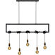 Madeira 5 Light 50 inch Matte Black and Antique Brass Linear Pendant Ceiling Light