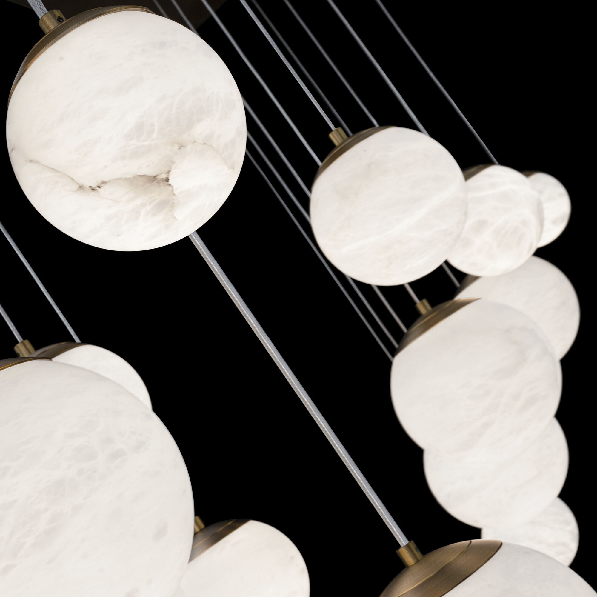 Pisces Linear Pendant Ceiling Light in Aged Brass