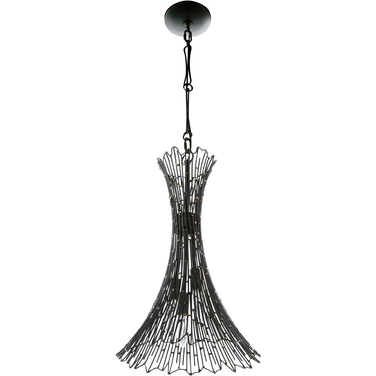 Rikki 3 Light 13 inch Carbon and Aged Gold Pendant Ceiling Light