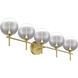 Iissa 5 Light 35.38 inch Gold Vanity Light Wall Light in Smoke
