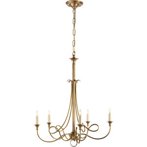 Eric Cohler Twist 5 Light 26 inch Hand-Rubbed Antique Brass Chandelier Ceiling Light