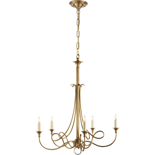 Eric Cohler Double Twist 5 Light 26 inch Hand-Rubbed Antique Brass Chandelier Ceiling Light