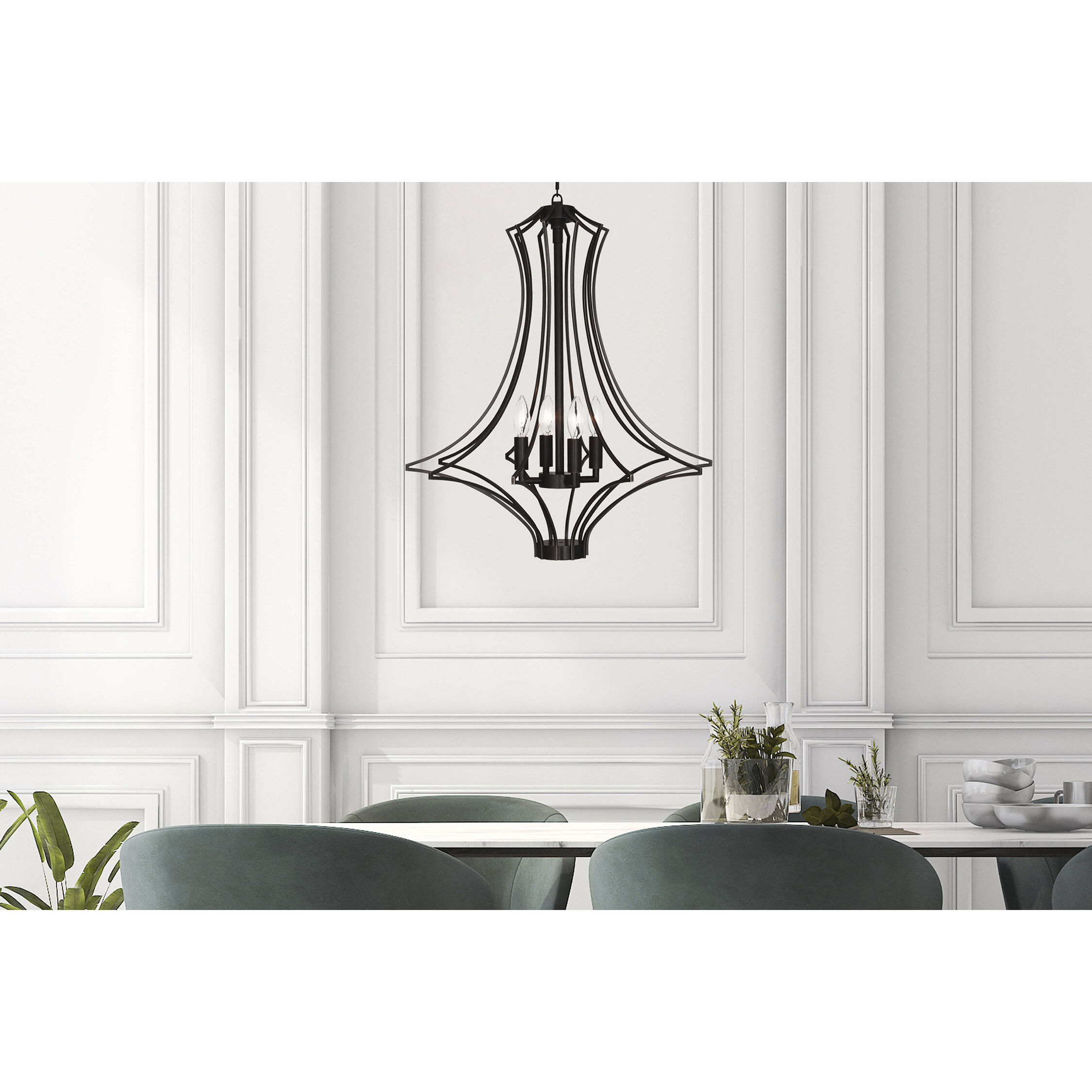 Grace 4 Light 22 inch Deep Patina Bronze Chandelier Ceiling Light