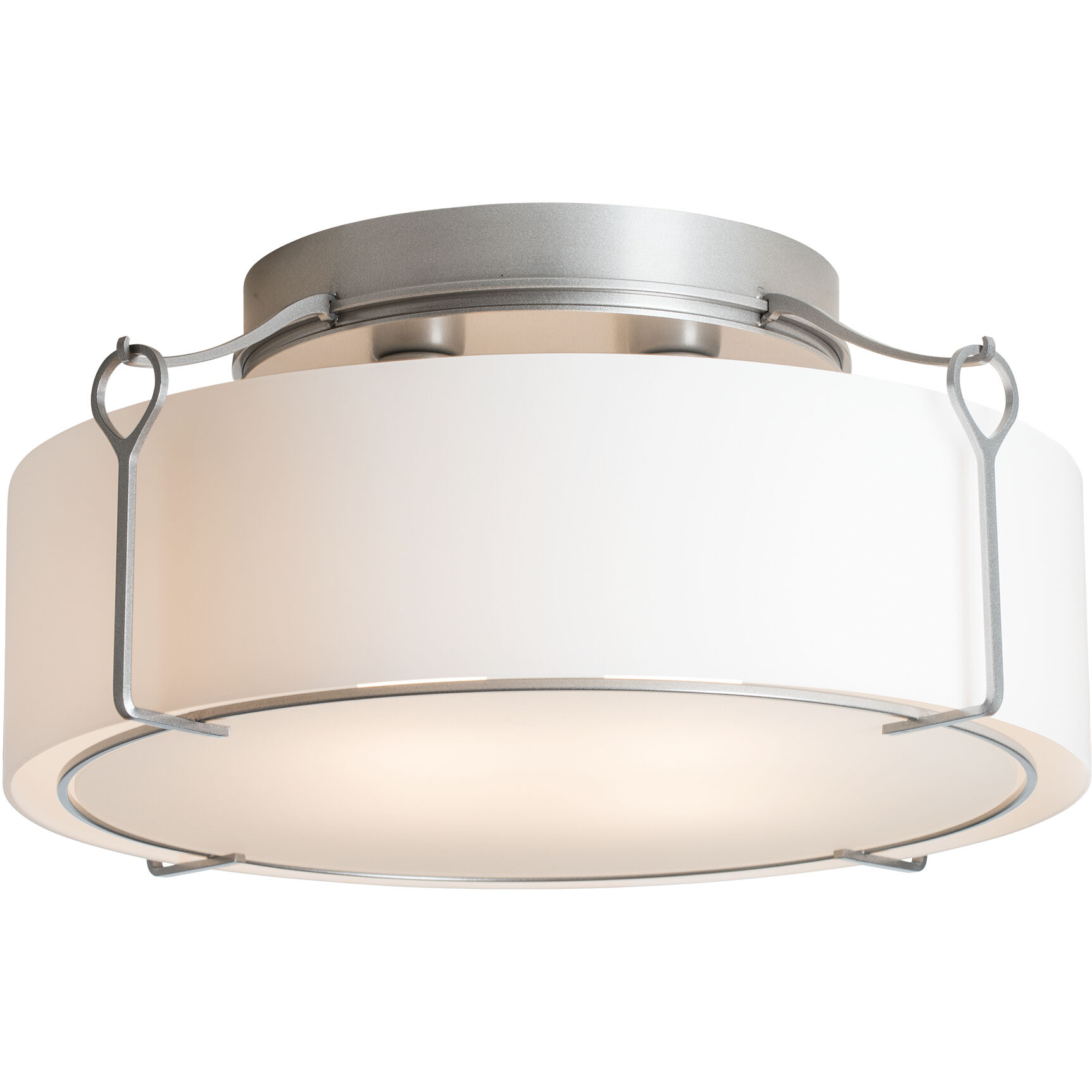 Bow 4 Light 19.6 inch Vintage Platinum Semi-Flush Ceiling Light in Opal, Large
