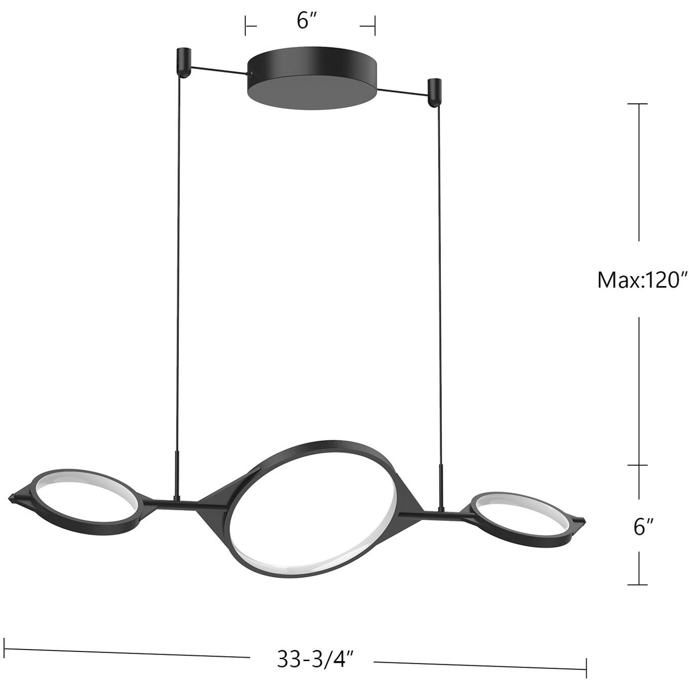 Serif LED 33.75 inch Black Linear Pendant Ceiling Light