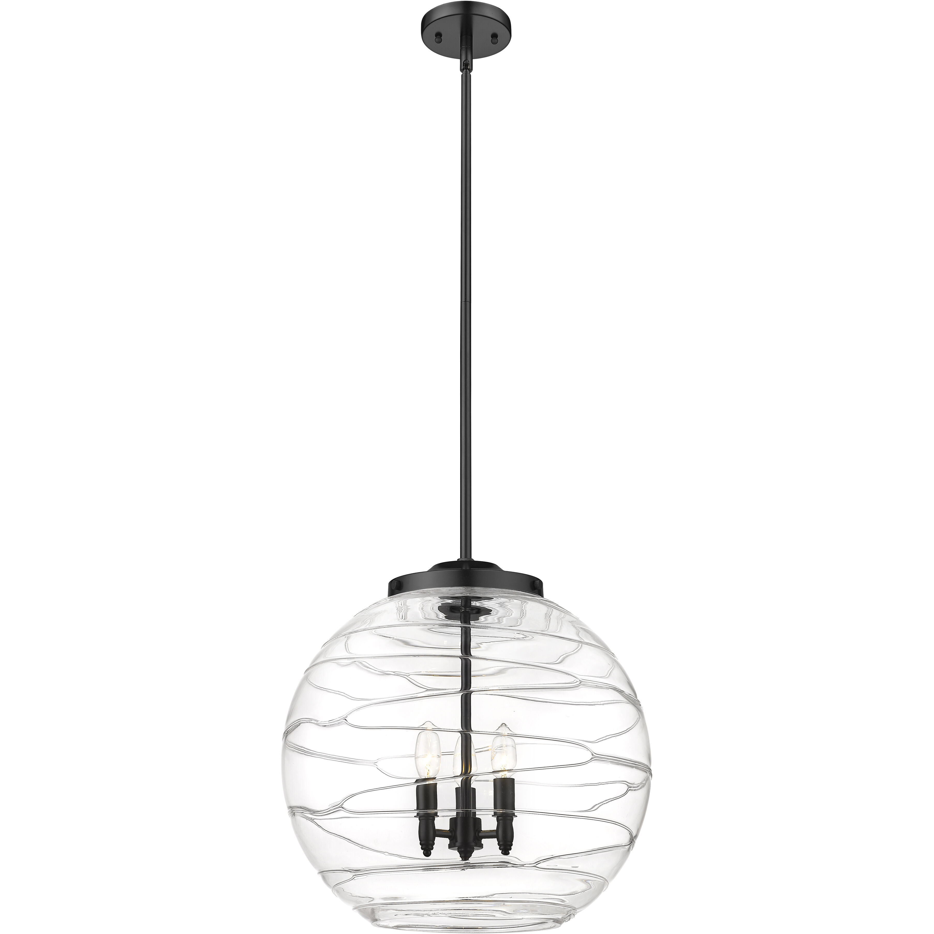 Ballston Athens Deco Swirl LED 17.88 inch Matte Black Statement Pendant Ceiling Light in Clear Deco Swirl
