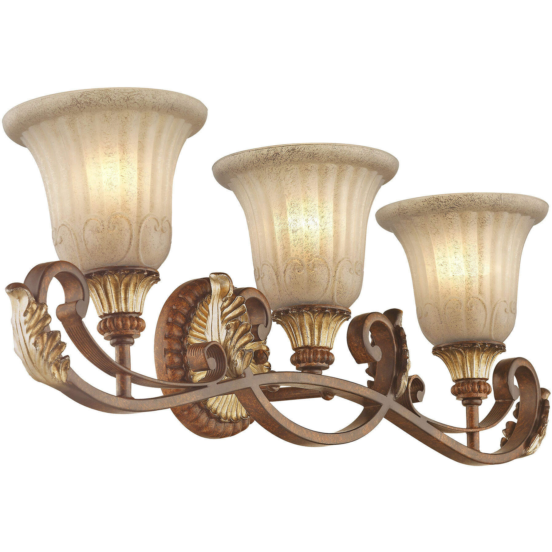 Villa Verona 3 Light 30 inch Verona Bronze with Aged Gold Leaf Accents Bath Vanity Wall Light