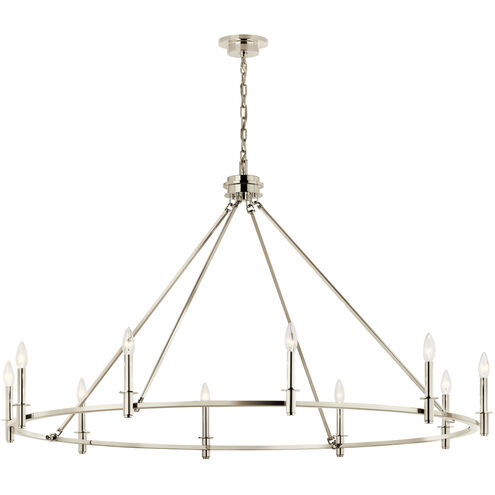 Carrick 10 Light Polished Nickel Chandelier Ceiling Light, 1 Tier Large