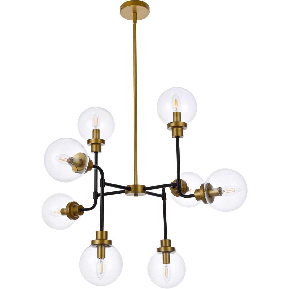 Hanson 8 Light 36 inch Black and Brass Pendant Ceiling Light in Brass and Black