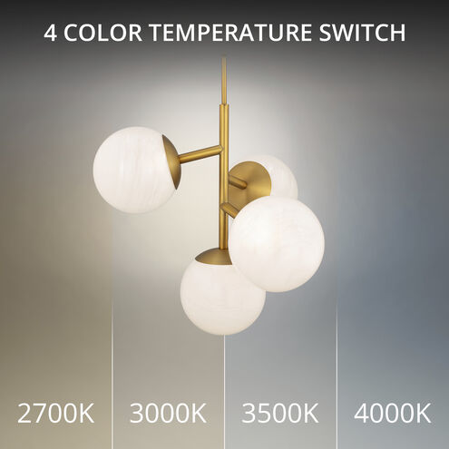 Quatrro LED 26.75 inch Aged Brass Pendant Ceiling Light in 4000K, dweLED