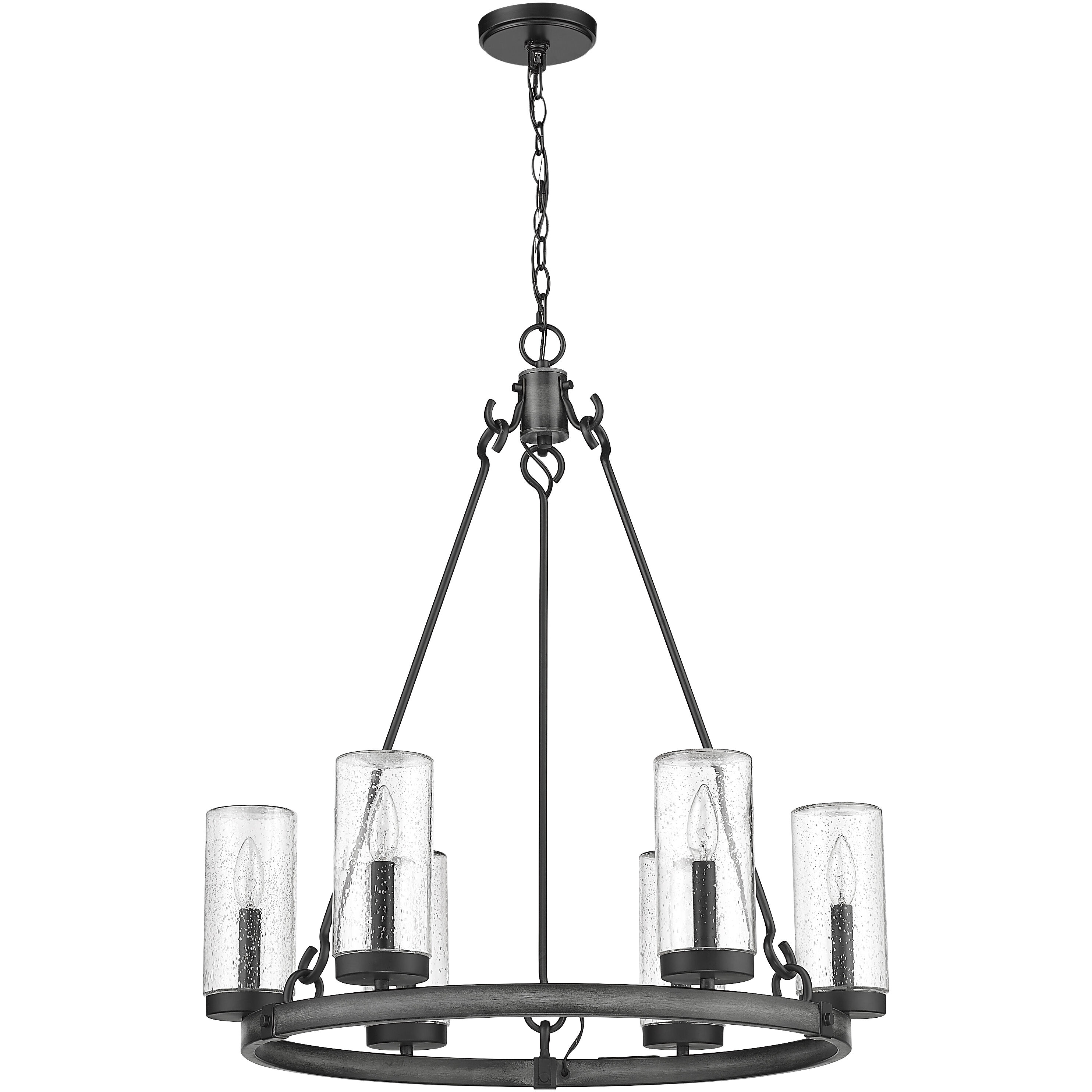 Marlow 6 Light 27.5 inch Ashen Barnboard Outdoor Chandelier