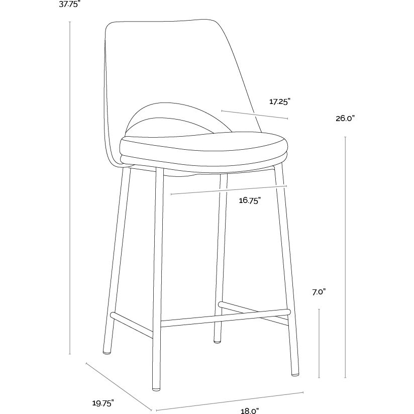 Radella 37.75 inch Bergen French Blue Counter Stool