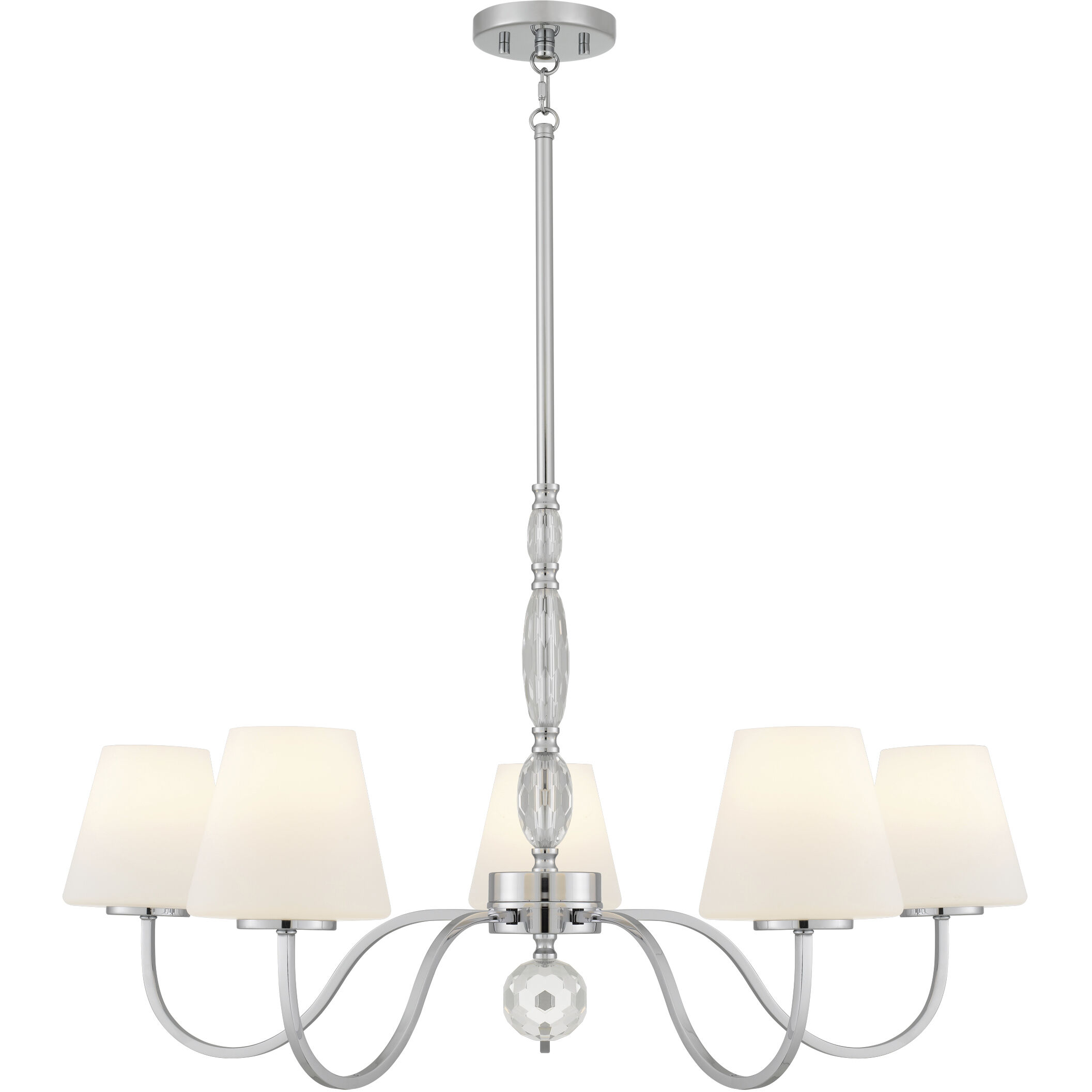 Stone 5 Light 35 inch Polished Chrome Chandelier Ceiling Light