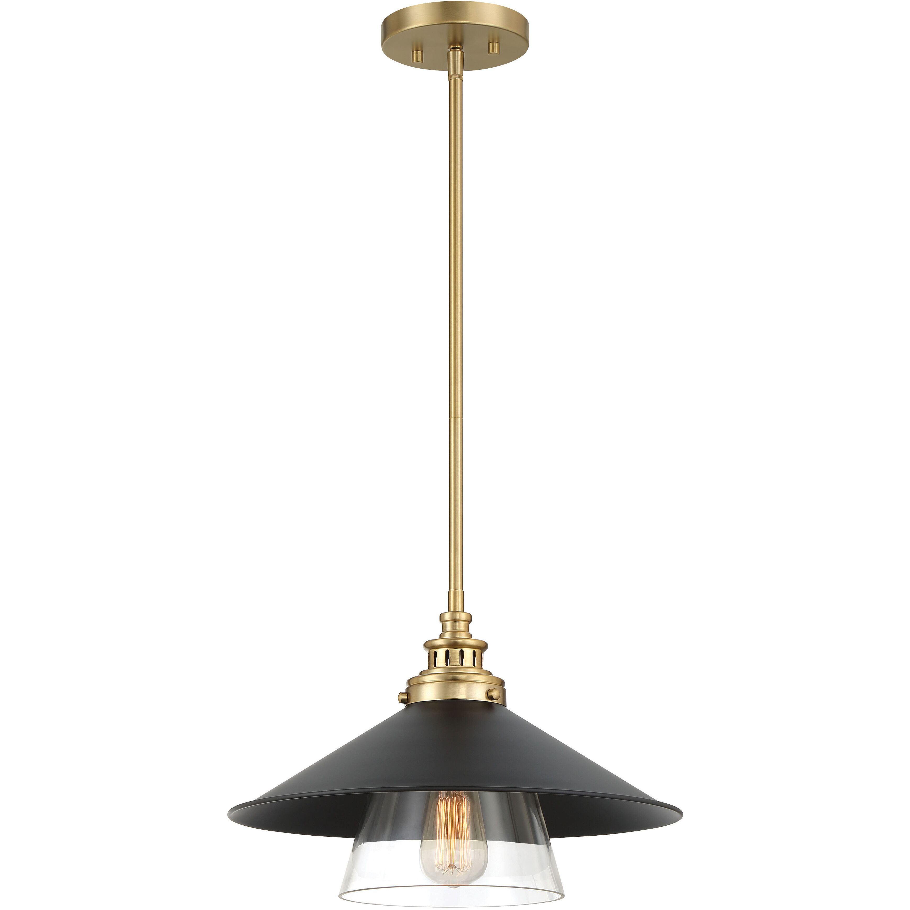 Segan 1 Light 15 inch Coal & Soft Brass (Painted) Mini Pendant Ceiling Light, Outdoor