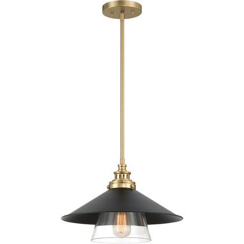 Segan 1 Light 15 inch Coal & Soft Brass (Painted) Mini Pendant Ceiling Light, Outdoor