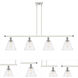 Ballston Ballston Cone 4 Light 48 inch White and Polished Chrome Island Light Ceiling Light in Seedy Glass