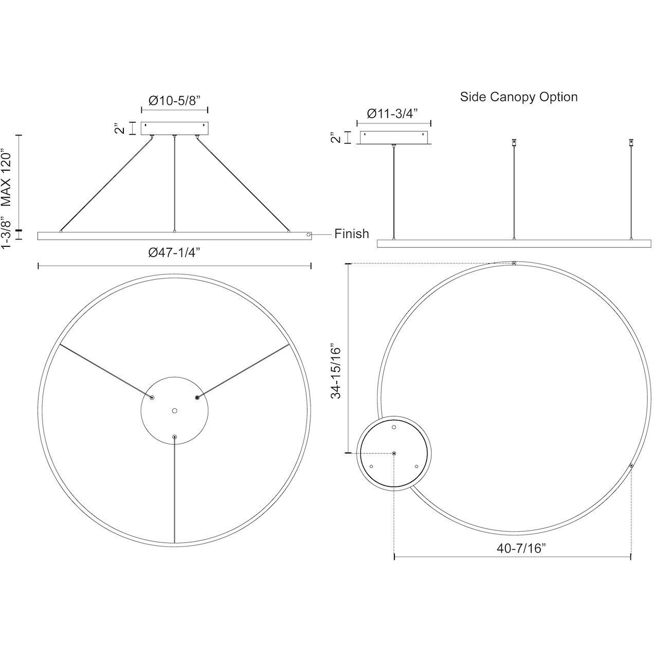 Cerchio Pendant Ceiling Light in Brushed Gold