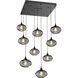 Coppa 9 Light Matte Black Chandelier Ceiling Light, Square Multi-Port