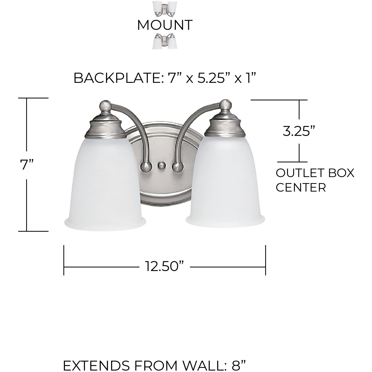 Clarke 2 Light 12.5 inch Matte Nickel Vanity Light Wall Light