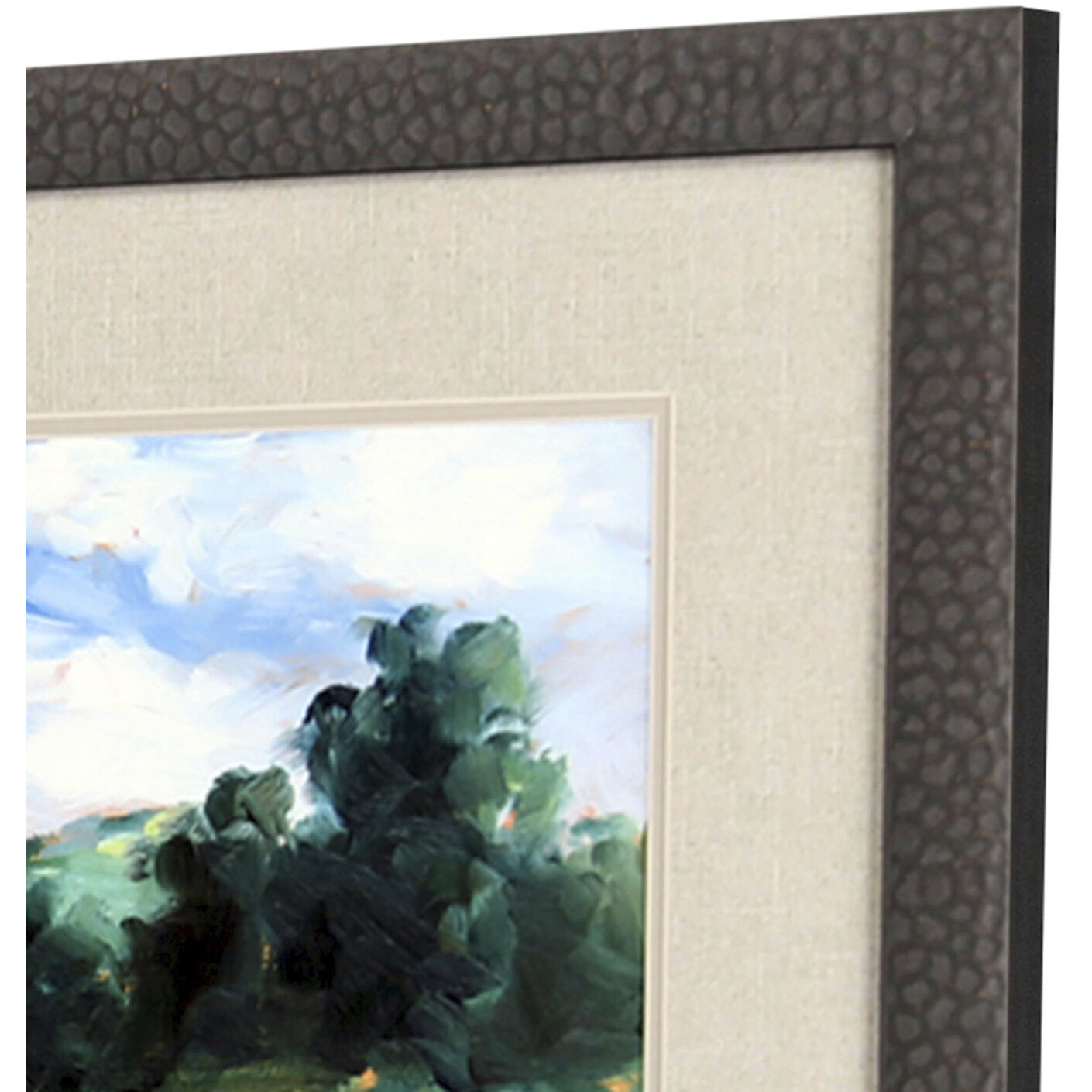 Golf Course Study Green and Blue and Multi and Orange Framed Art