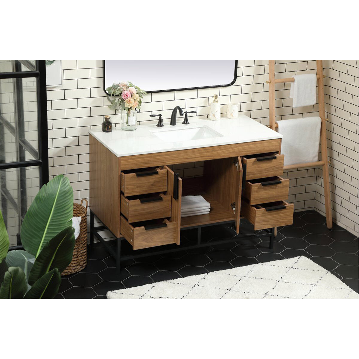 Eugene 48 X 22 X 34 inch Walnut Brown Vanity Sink Set