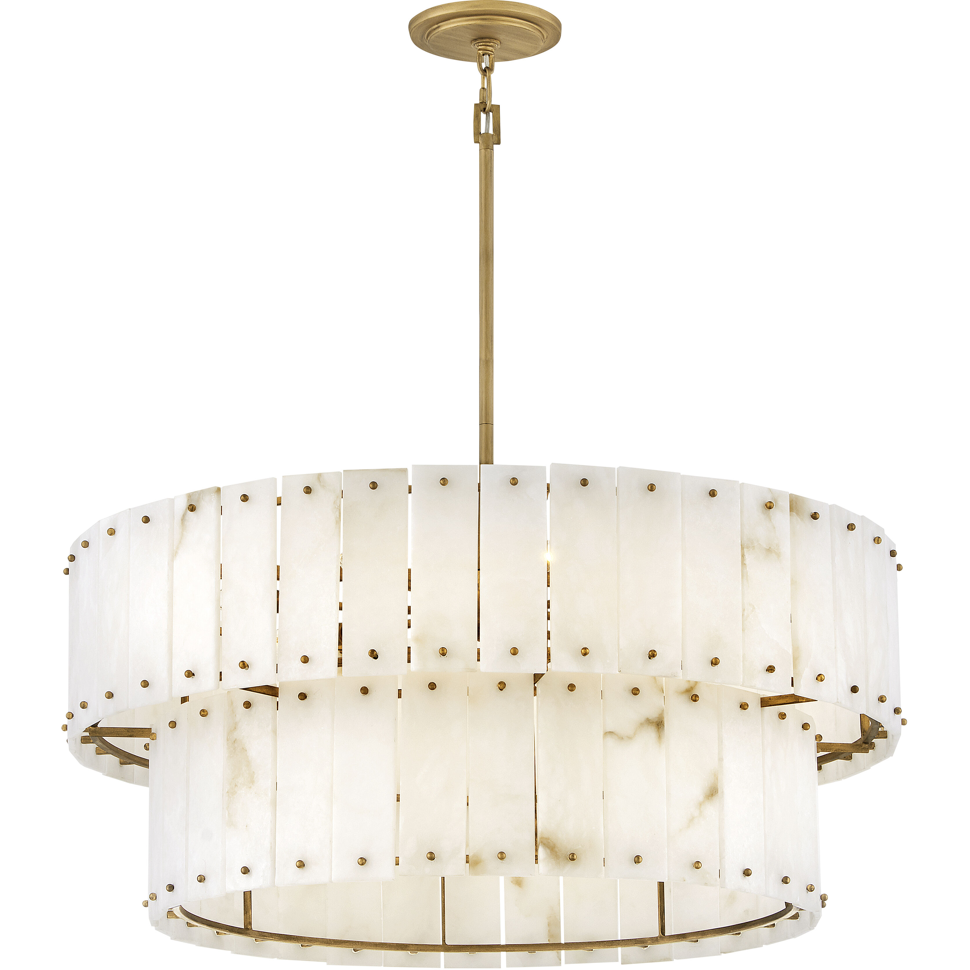 Simone LED 34.25 inch Burnished Gold Chandelier Ceiling Light in Alabaster, Drum