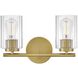 Leta 2 Light 13.75 inch Lacquered Brass Bath Light Wall Light