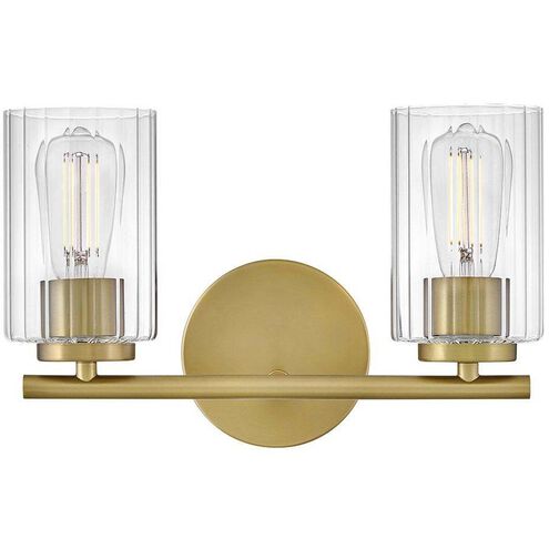 Leta 2 Light 13.75 inch Lacquered Brass Bath Light Wall Light