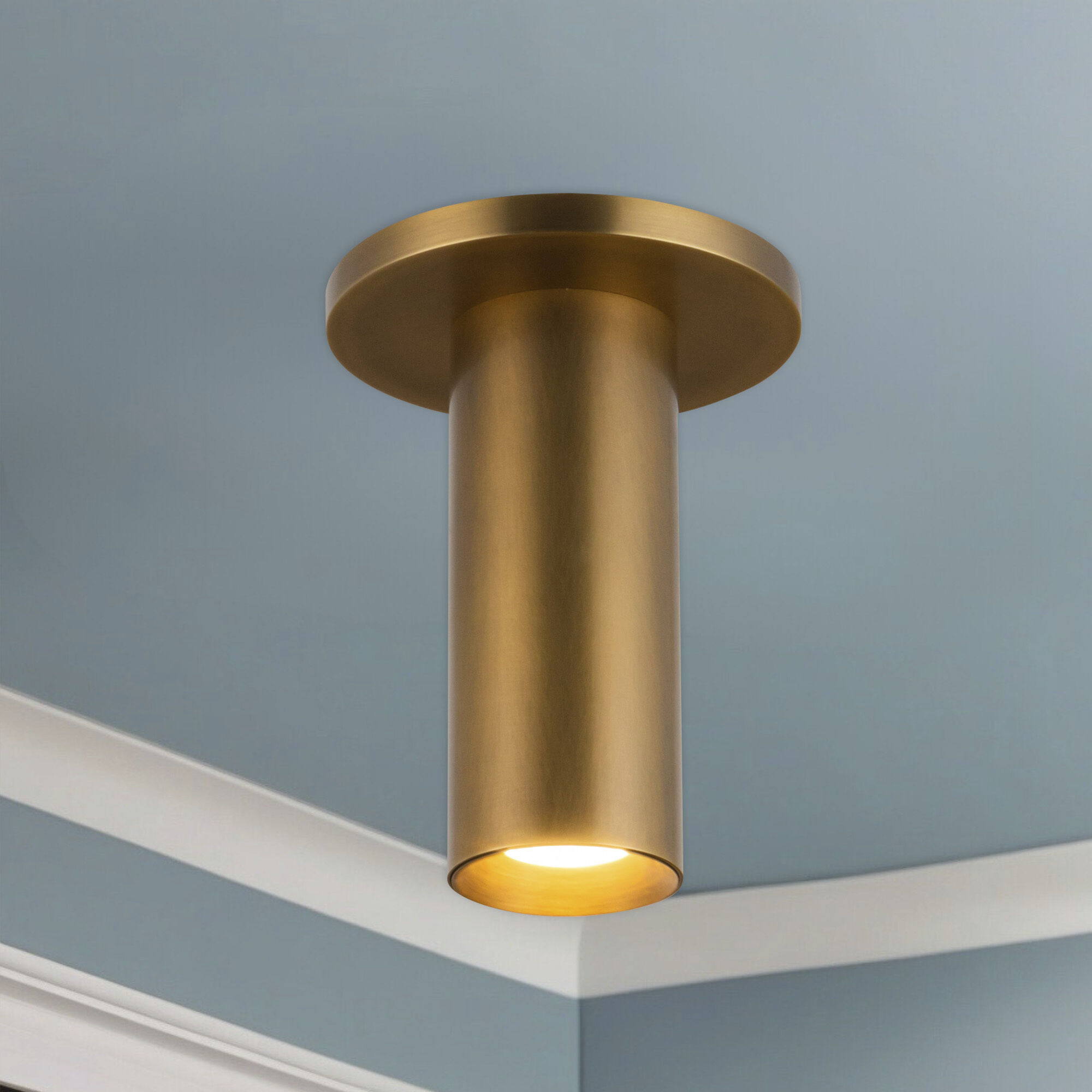 Mason LED 2.25 inch Vintage Brass Semi-Flush Mount Ceiling Light