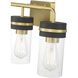 Marbridge 3 Light 20 inch Vintage Brass and Matte Black Bathroom Vanity Light Wall Light