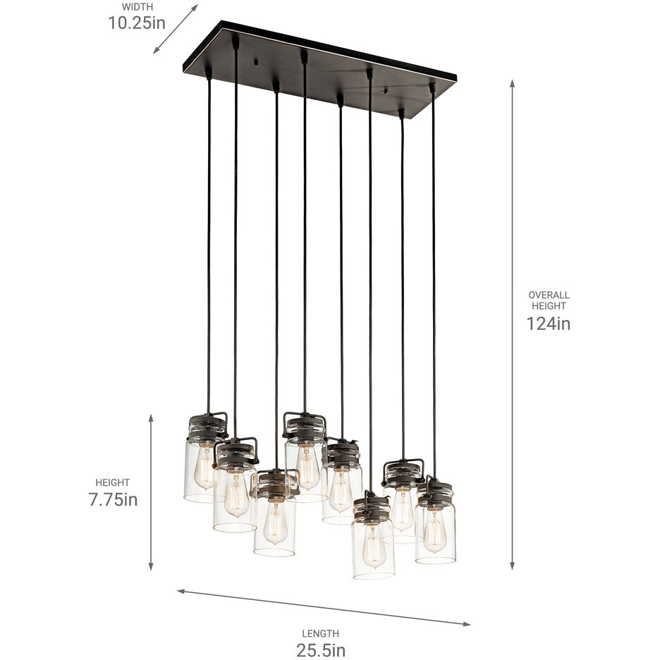 Brinley 8 Light 10.25 inch Olde Bronze Chandelier Linear Ceiling Light