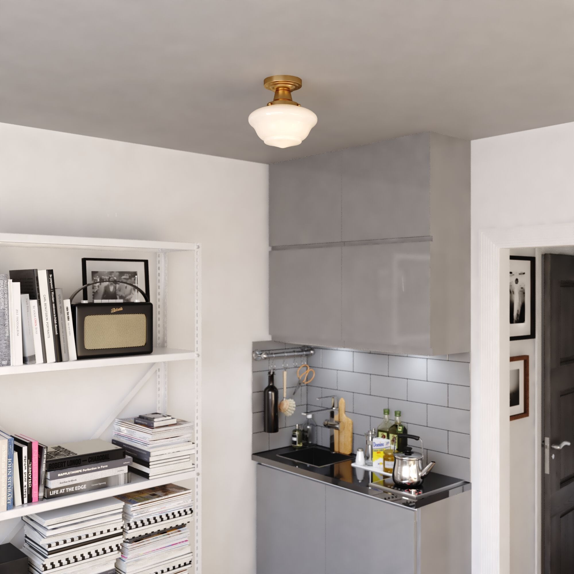 Eastgate LED 8.75 inch Antique Gold Semi-Flush Mount Ceiling Light