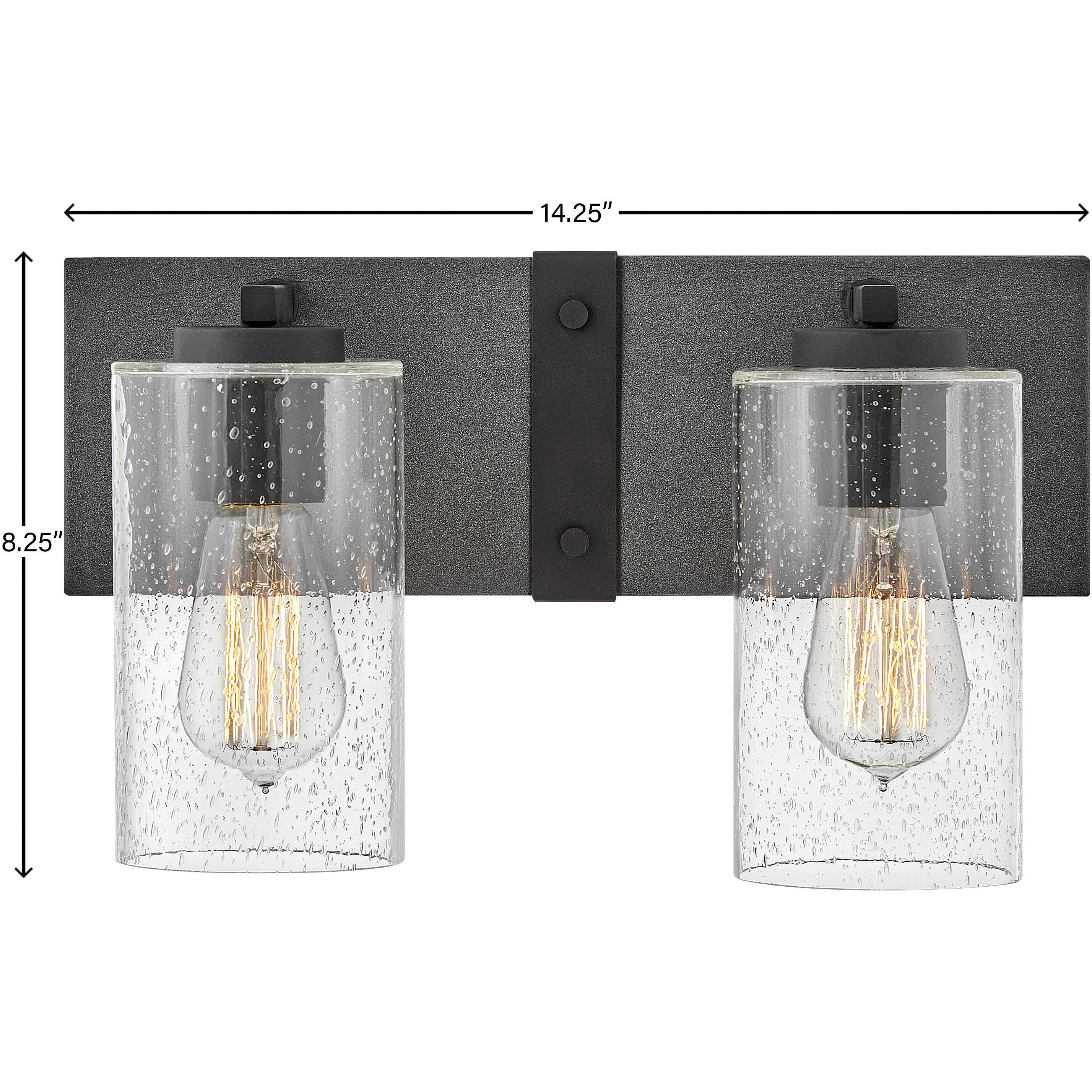 Sawyer 2 Light 14.25 inch Aged Zinc with Distressed Black Vanity Light Wall Light