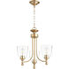 Rossington 3 Light 18 inch Aged Brass Mini Chandelier Ceiling Light in Clear Seeded