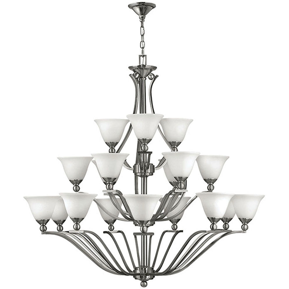 Bolla 18 Light 48 inch Brushed Nickel Indoor Chandelier Ceiling Light in Etched Opal