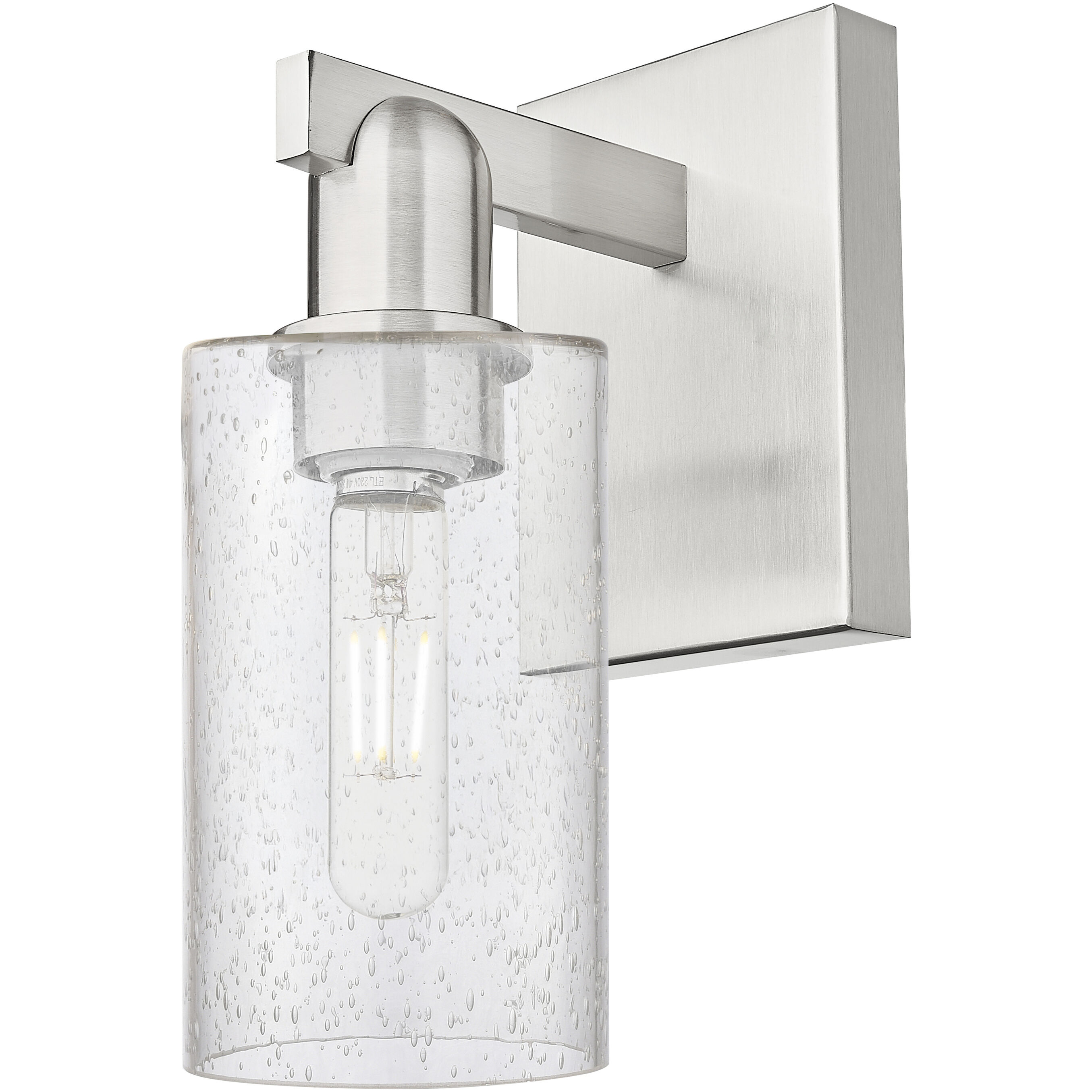 Arcadia Clymer Armed Sconce Wall Light in Brushed Satin Nickel, Seedy