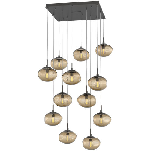 Nova Incandescent 12 Light Graphite Chandelier Ceiling Light, Square Multi-Port