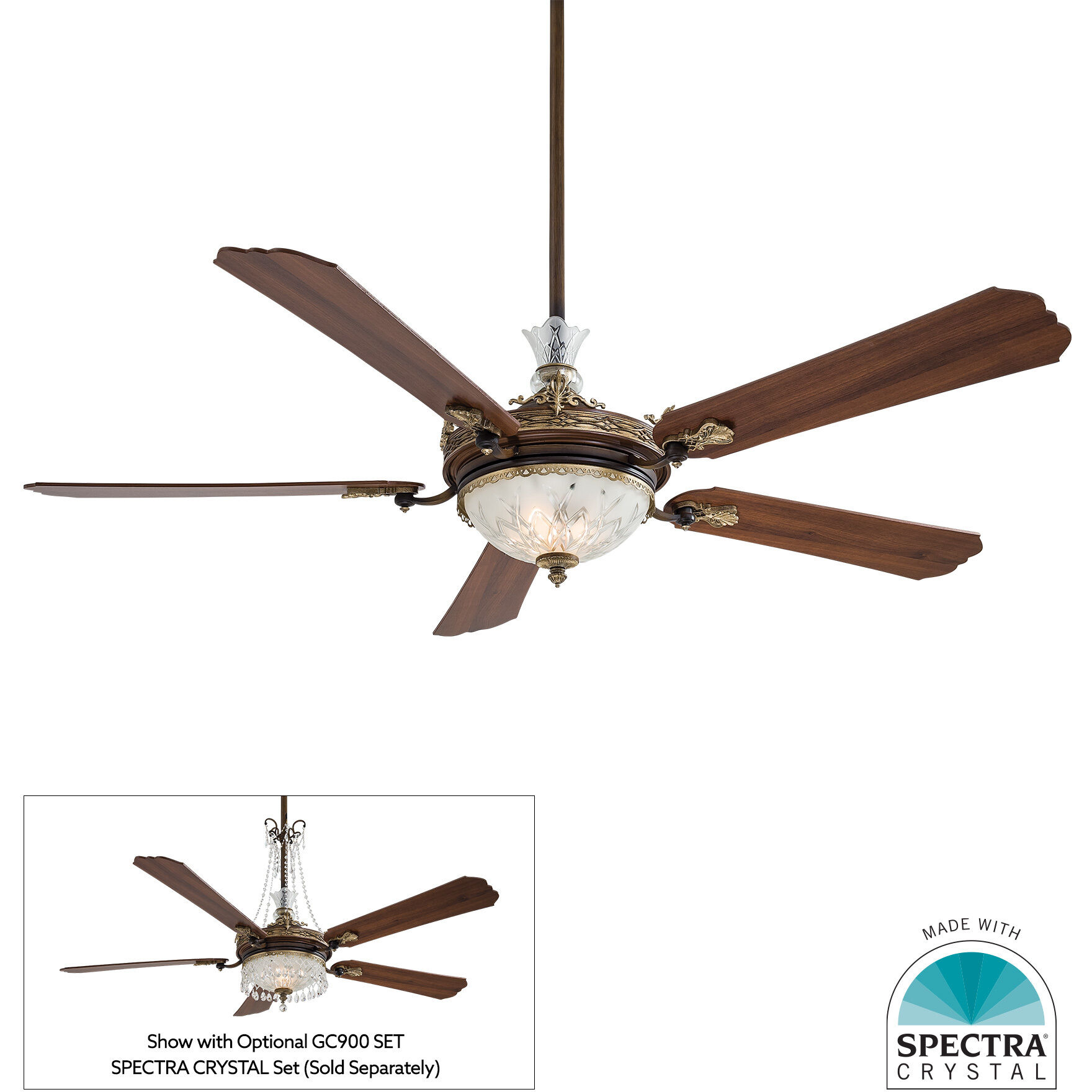 Cristafano 68 inch Belcaro Walnut with Dark Walnut Blades Ceiling Fan