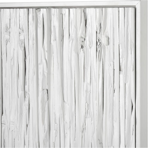 Stripe Wood White with Silver Dimensional Wall Art