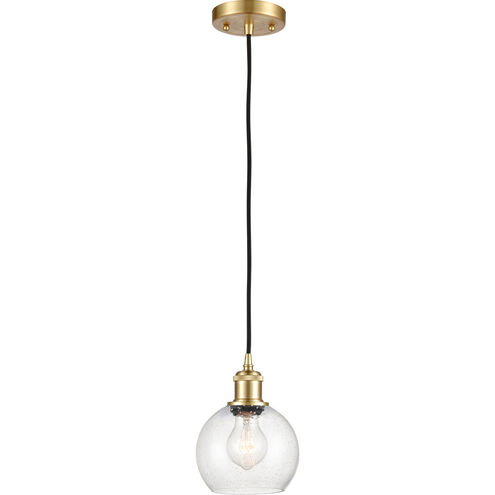 Ballston Athens 1 Light 6 inch Satin Gold Mini Pendant Ceiling Light in Seedy Glass