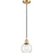 Ballston Athens 1 Light 6 inch Satin Gold Mini Pendant Ceiling Light in Seedy Glass