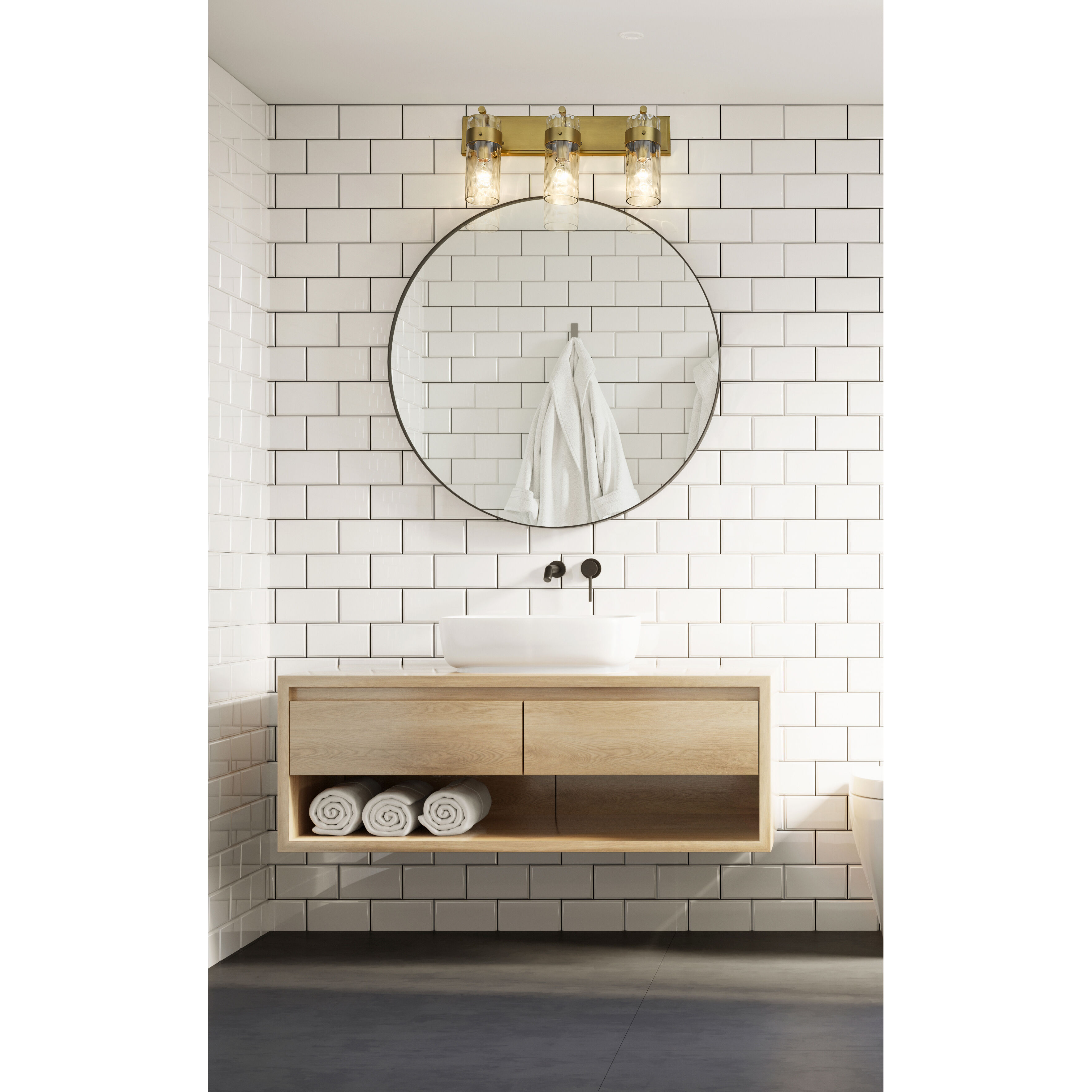 Fontaine 3 Light 24 inch Rubbed Brass Vanity Wall Light